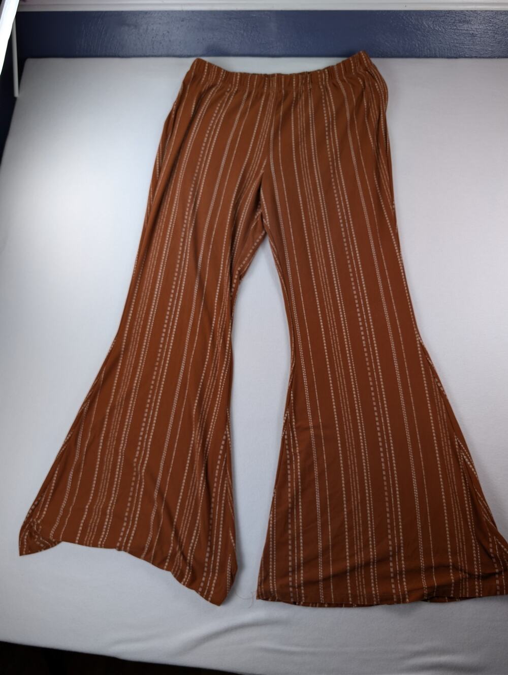 Forever 21 Plus 2X Rust Striped Flare Bell Bottom Pants